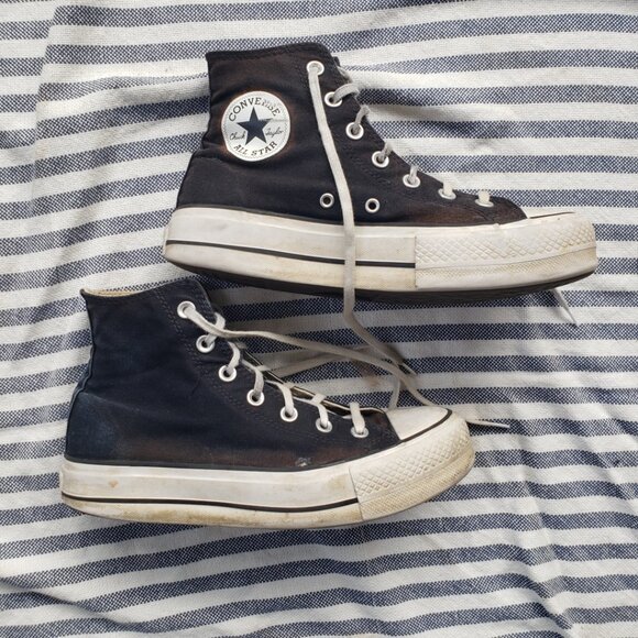 Converse Chuck Taylor All Star Hi Top Platform Sneakers Shoes Women's 8 Black - Picture 2 of 9
